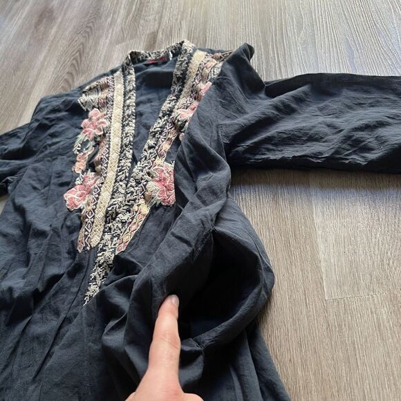 Johnny Was Workshop Flower Print Kimono Cardigan Size XS Runs Big C45619-1L Blue - Picture 9 of 12